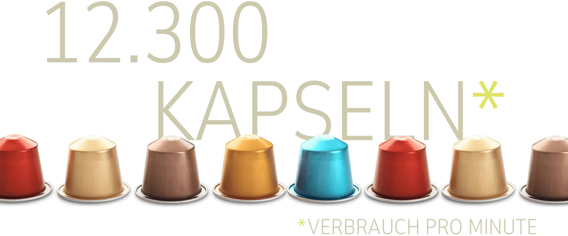 Reihe von Kaffeekapseln fürs Recycling