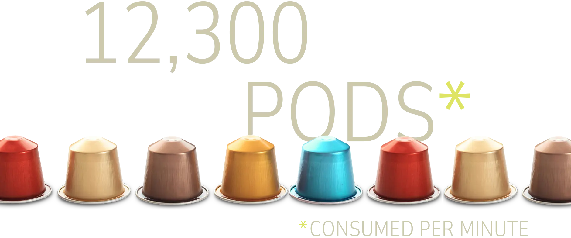 A row of coffee pods for recycling