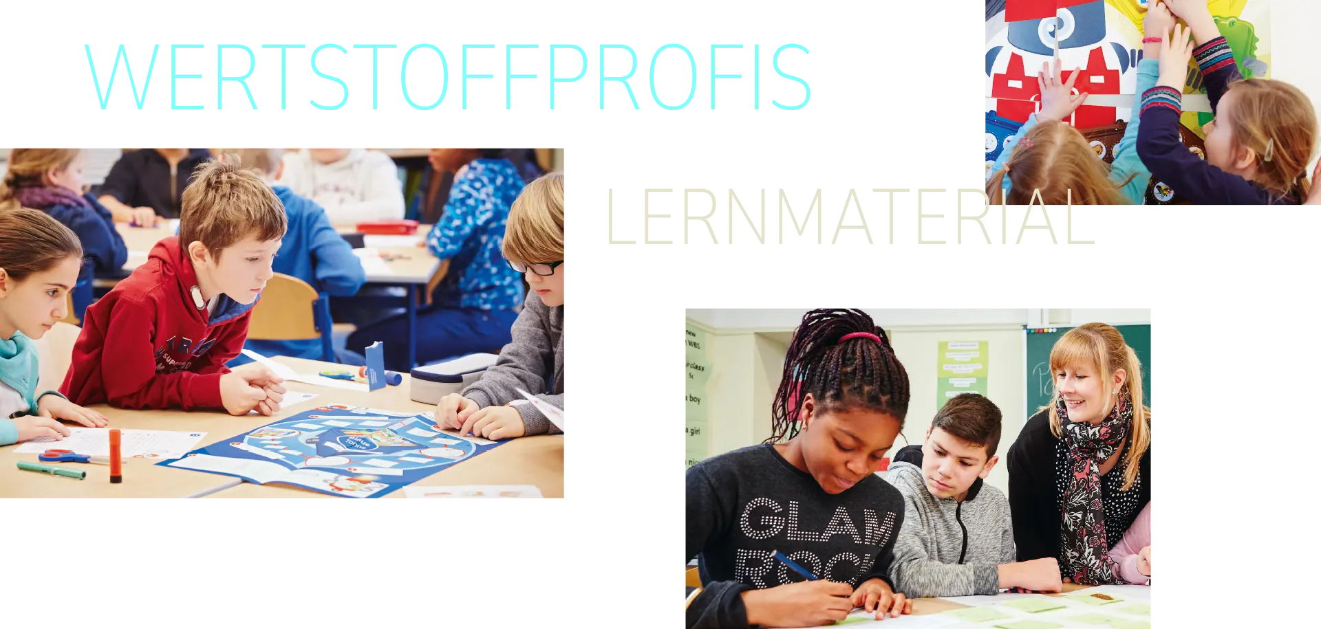 Schulkinder arbeiten mit WERTSTOFFPROFI-Lernmaterial