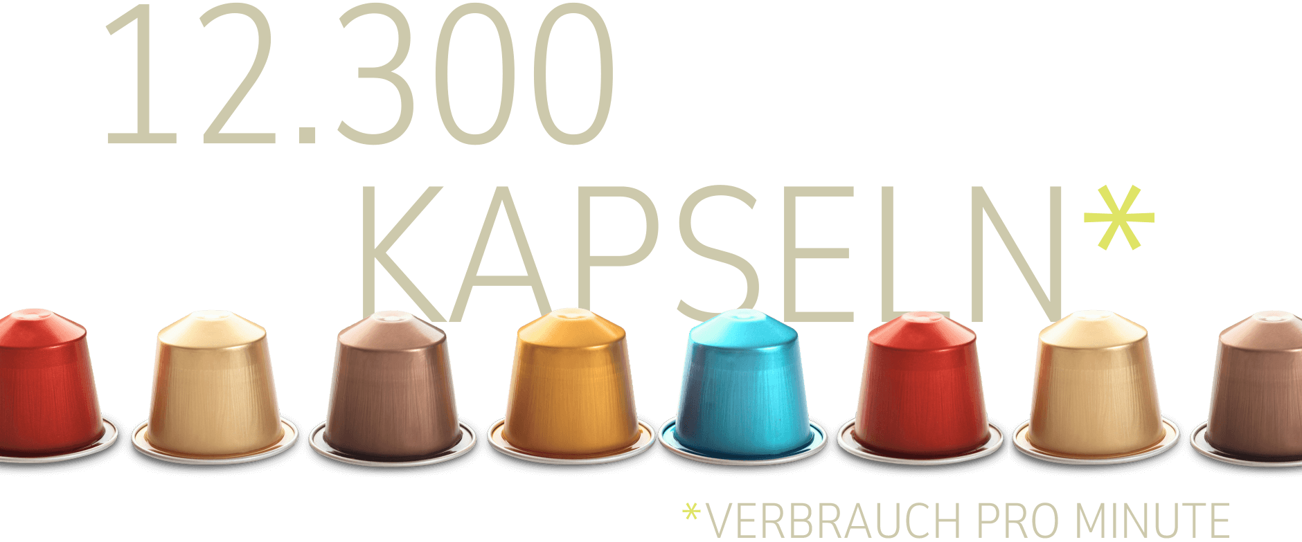 Reihe von Kaffeekapseln fürs Recycling