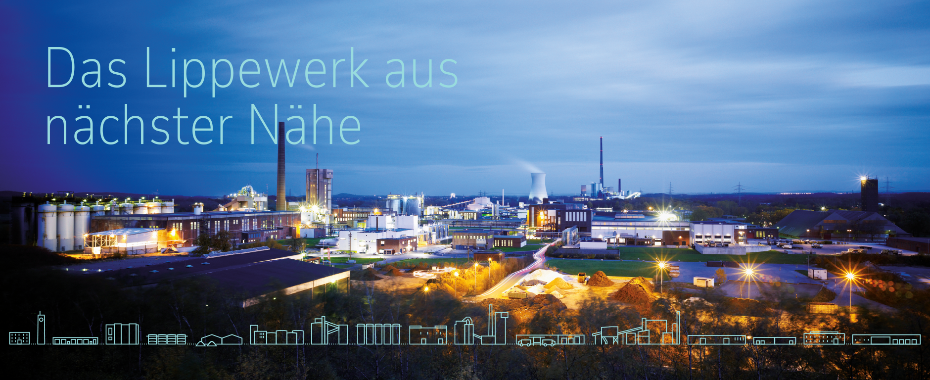 Das REMONDIS Lippewerk aus nächster Nähe bei Abenddämmerung