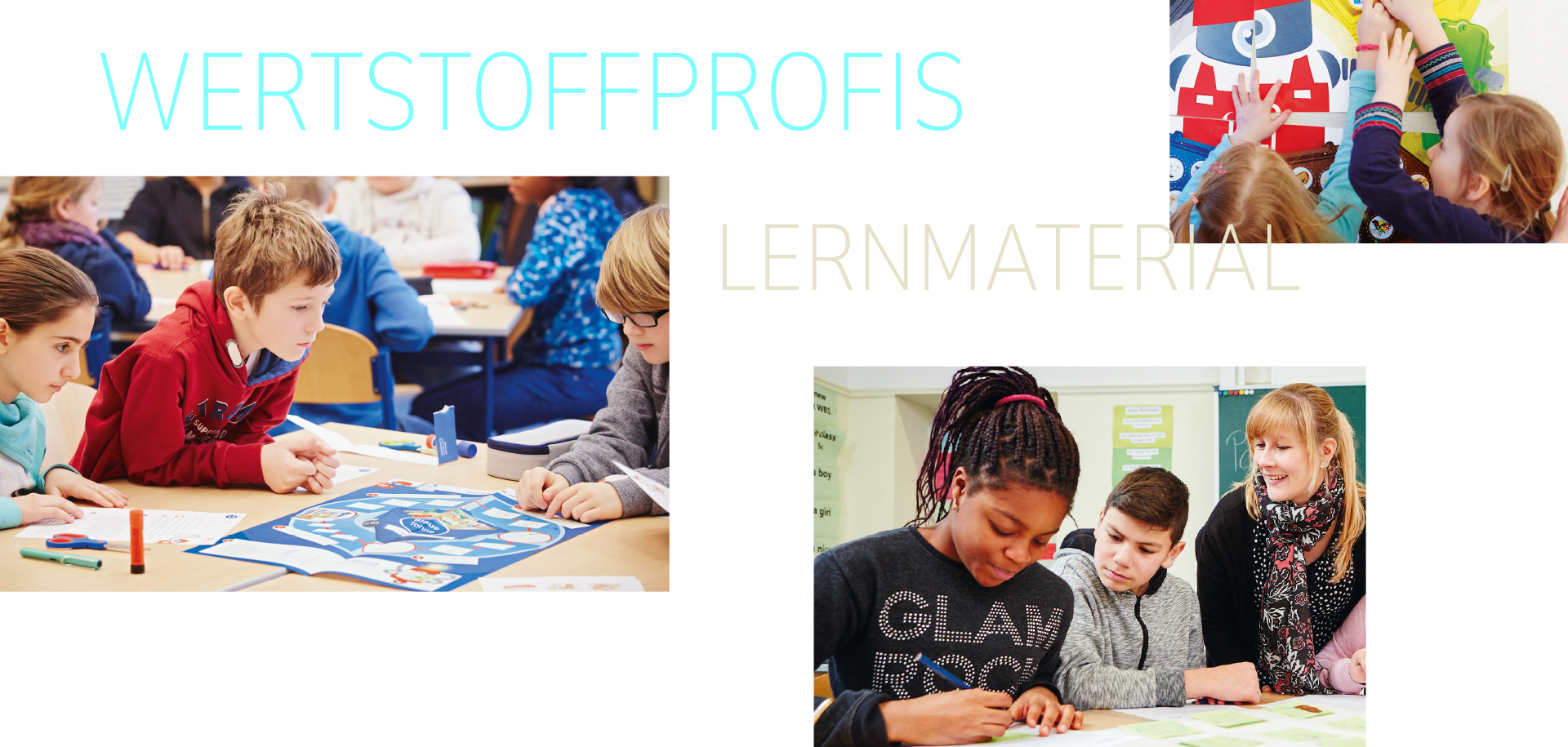Schulkinder arbeiten mit WERTSTOFFPROFI-Lernmaterial